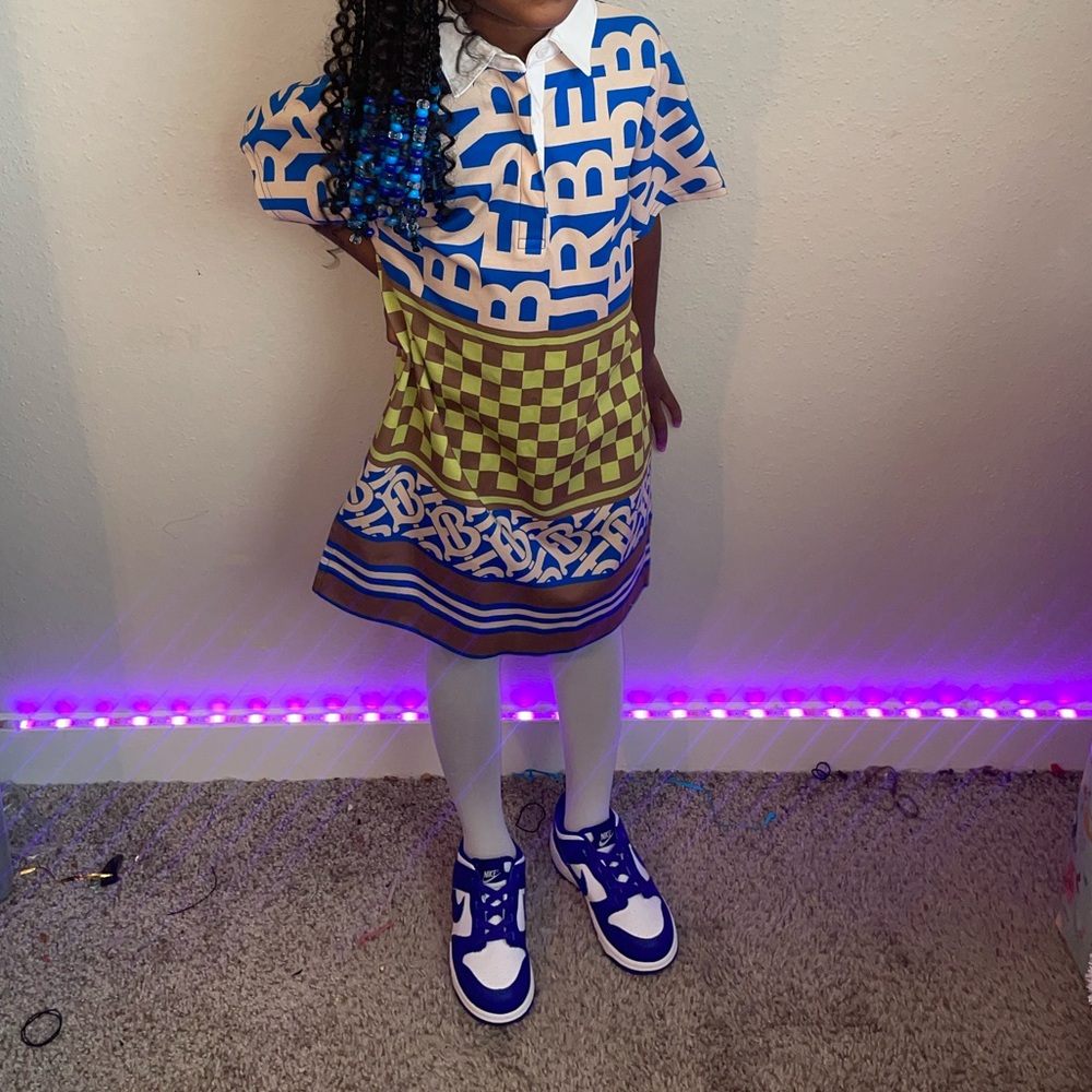 Burberry Blue and Yellow Kids Dress